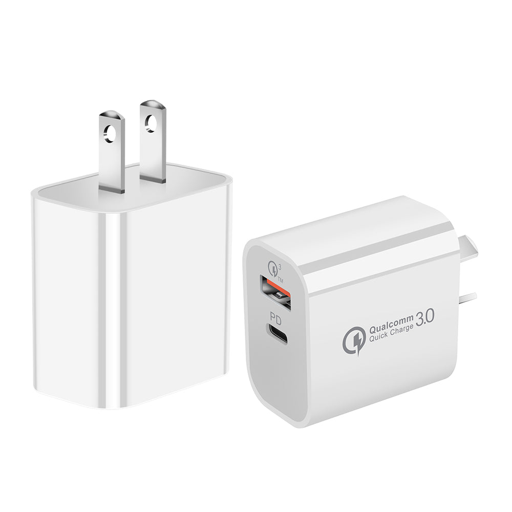 COMPACT WALL CHARGER 18W DUAL USB TYPE-C + USB 2-PORT