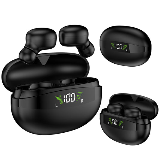 Universal Bluetooth Wireless Stereo Earbuds with Charging Box and LED Power Display | Black